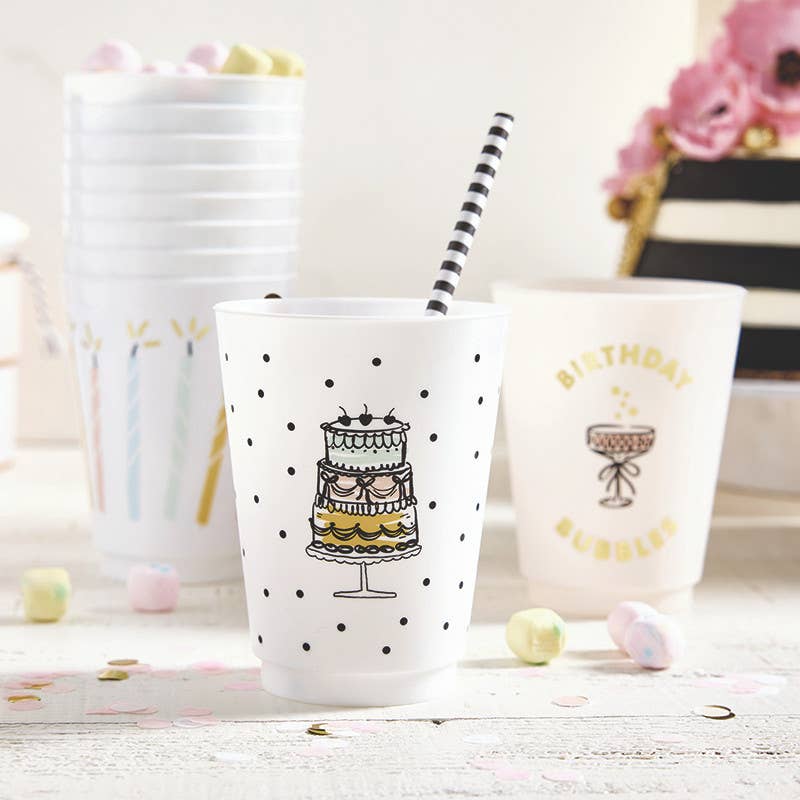 Birthday Bubbles: Gold Foil Frost Cups 16 oz