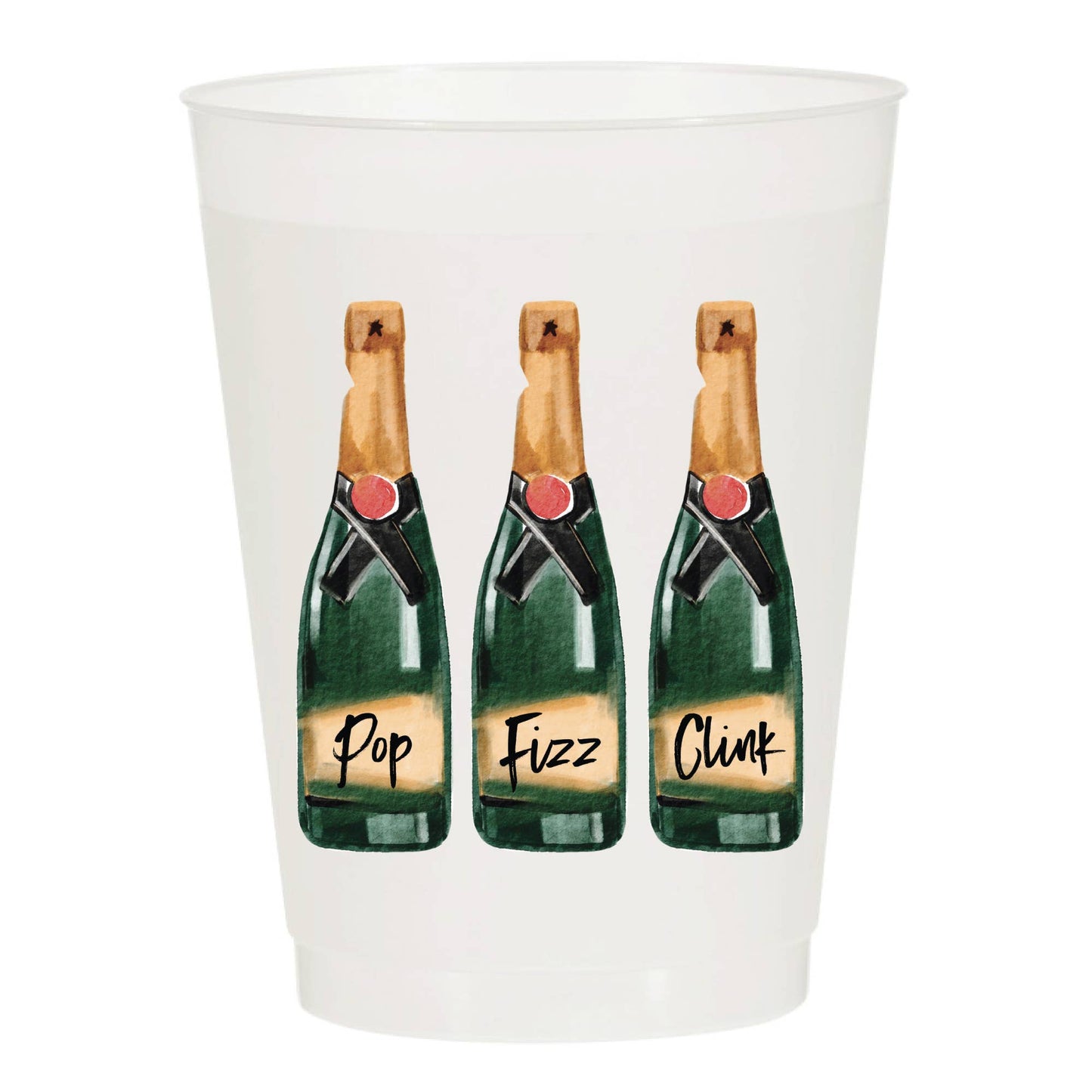 Pop Fizz Clink Champagne New Years Frosted Cups- New Years: Pack of 6