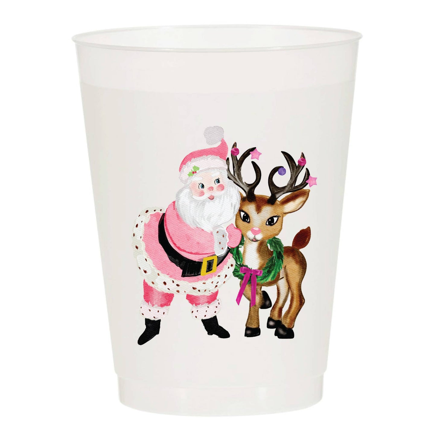 Santa Girl Christmas Frosted Cups - Christmas: Pack of 6
