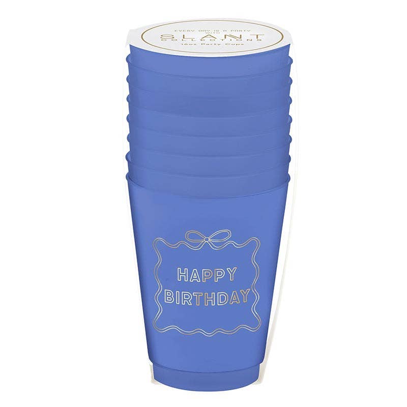Happy Birthday with Bow- 16 oz Frost Cups -  8ct