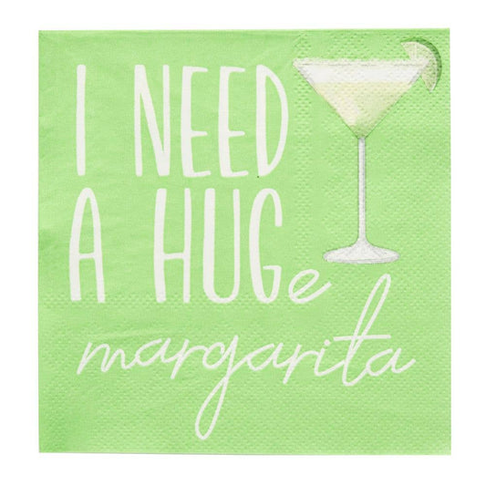 'I Need a Huge Margarita' Cocktail Napkins/26pk