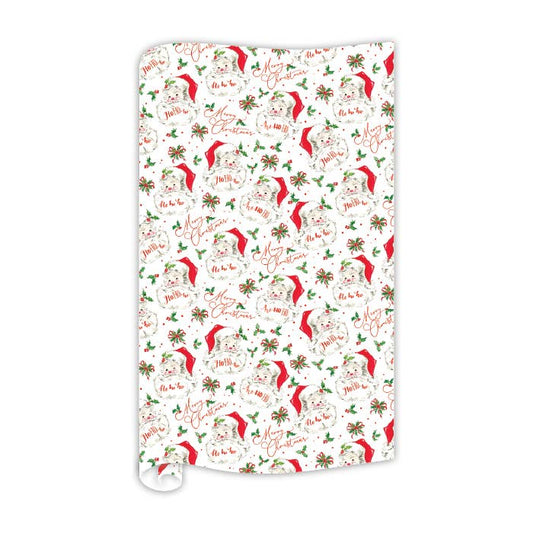 Merry Christmas  Red Santa Pattern Wrapping Paper