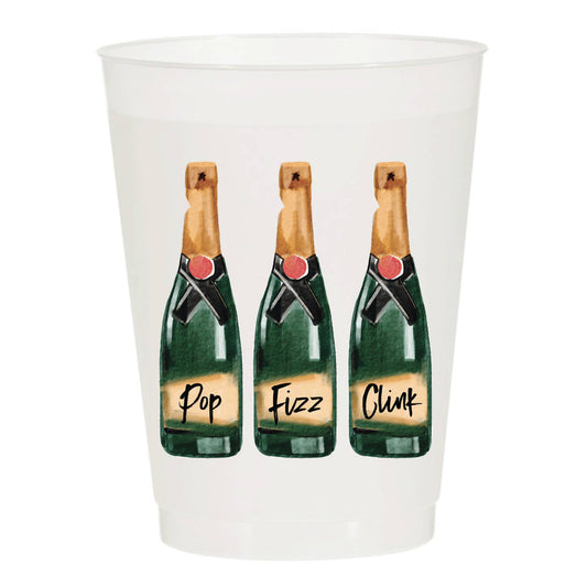 Pop Fizz Clink Champagne New Years Frosted Cups- New Years: Pack of 6