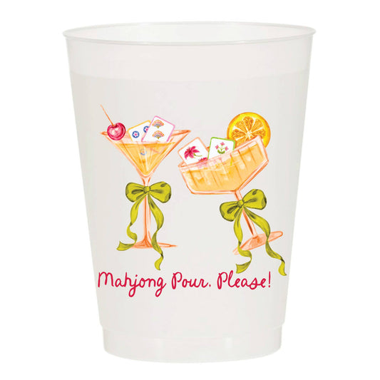 Mahjong Pour, Please! Full Color Frosted Cups - Mahjong : Pack of 6