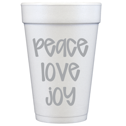 Peace Love Joy 16oz Styrofoam Cups