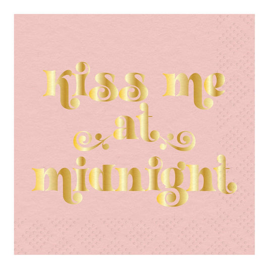 Kiss Me at Midnight Cocktail Napkin New Years Design