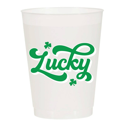 Lucky Vintage Shamrock Frosted Cups - St Patricks: Pack of 6