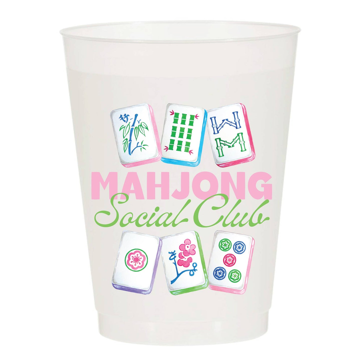 Mahjong Social Club Frosted Cups - Mahjong : Pack of 6