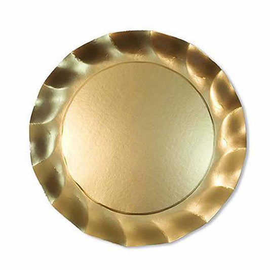 Satin Gold Wavy Paper Salad Plates/8pk