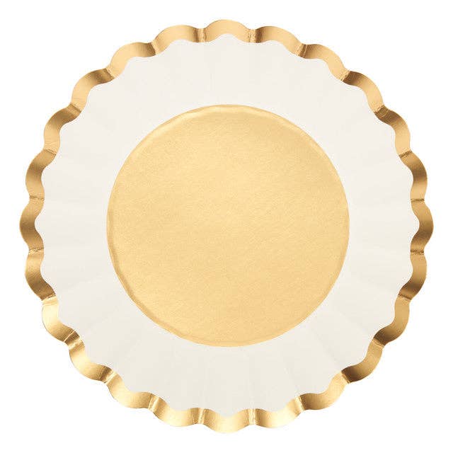 Salad Plate Gold & White/8 pkg