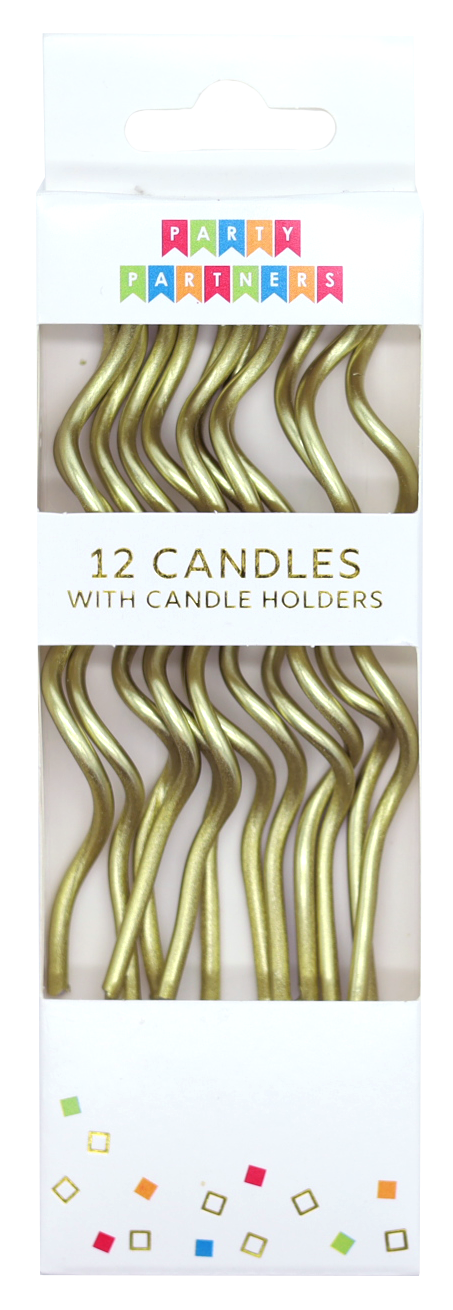 Gold Spiral 12 Candle Set