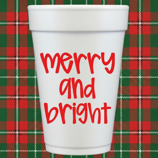 Merry and Bright 16oz Styrofoam Cups